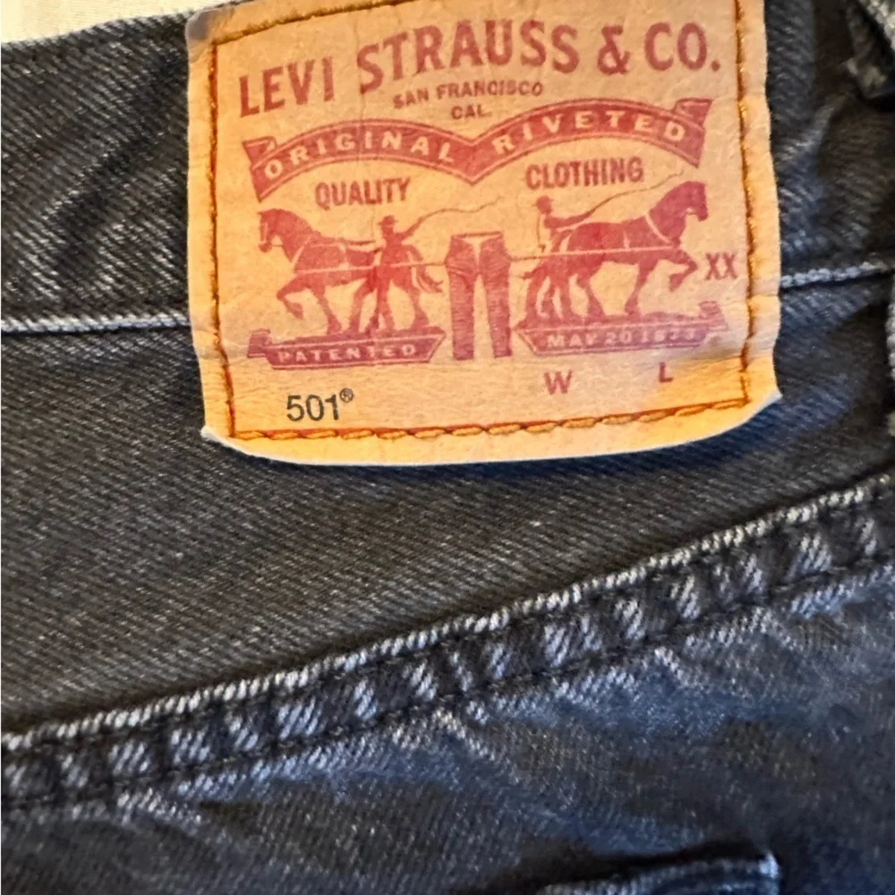 Levi’s Women’s Washed Black Denim Cut Off 501 Button Fly Shorts size 34 (O)